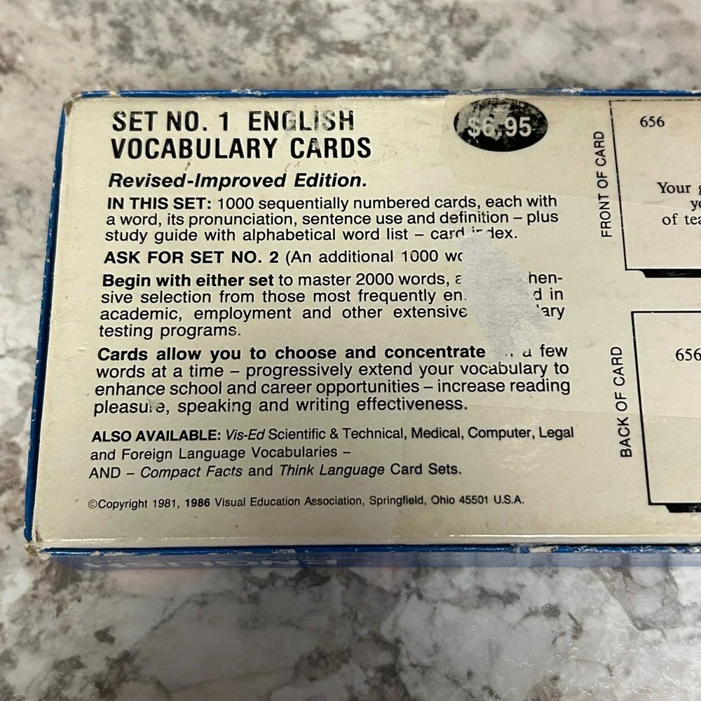Vis-Ed‎ English Vocabulary Cards Set No. 1 Blue 1000 Flashcards Vintage 1986